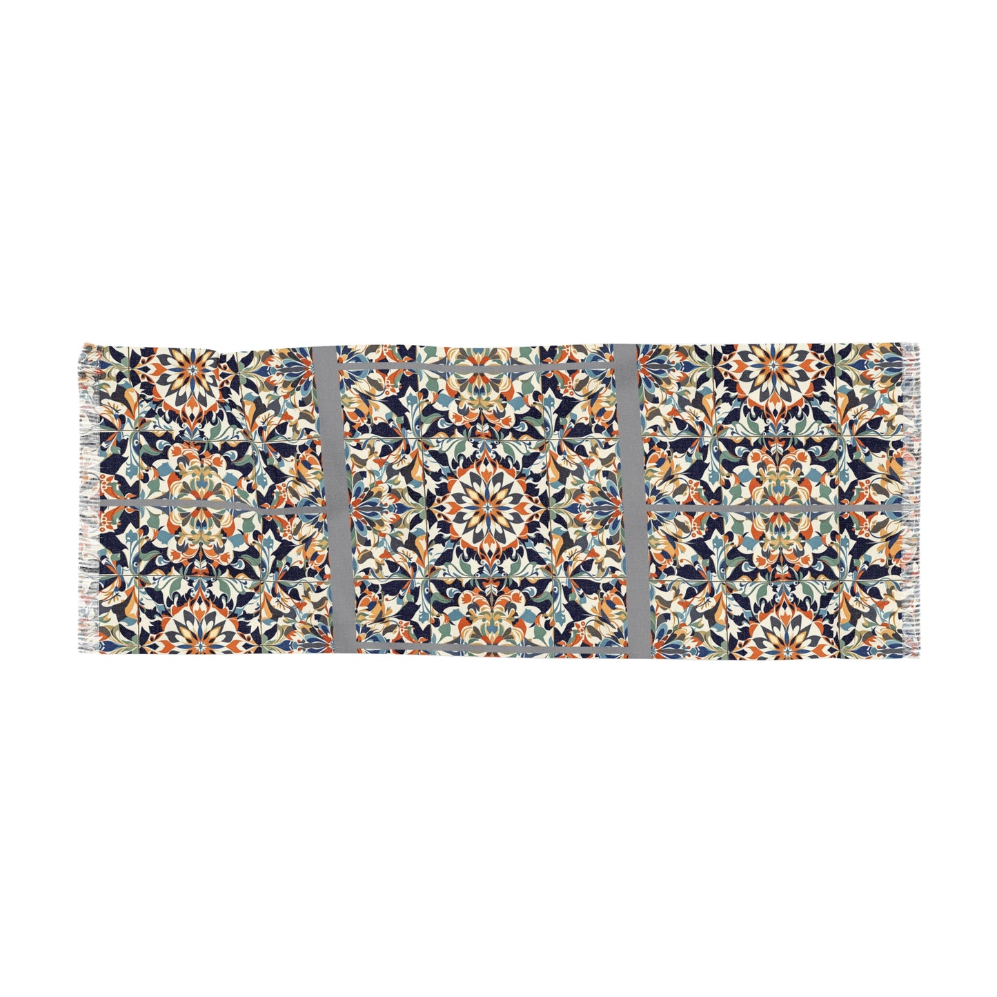 Bohemian Light Scarf with Italian Tile Pattern - Lightweight Spring Fashion Accessory, Perfect Gift for Her - Rosetta Creative Boutique
