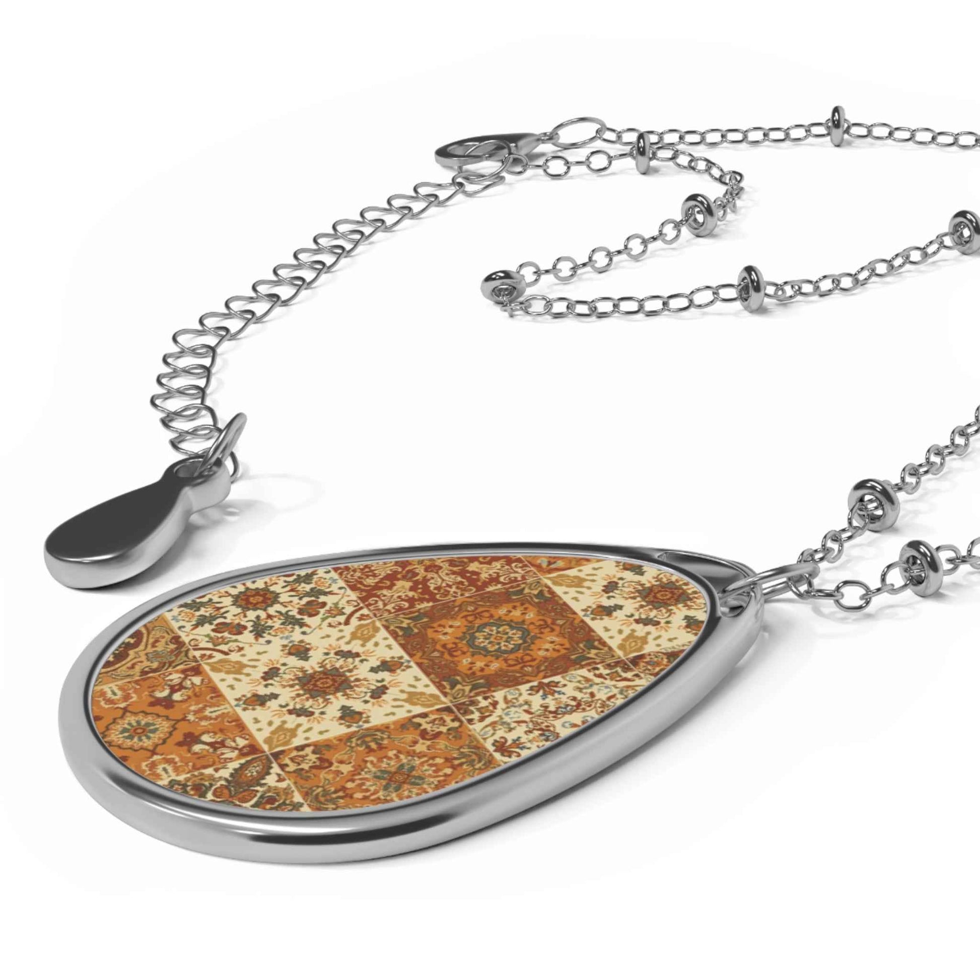 Bohemian Oval Necklace - Vintage Inspired Jewelry, Handmade Pendant, Artisan Gift, Layering Necklace, Boho Chic Accessory