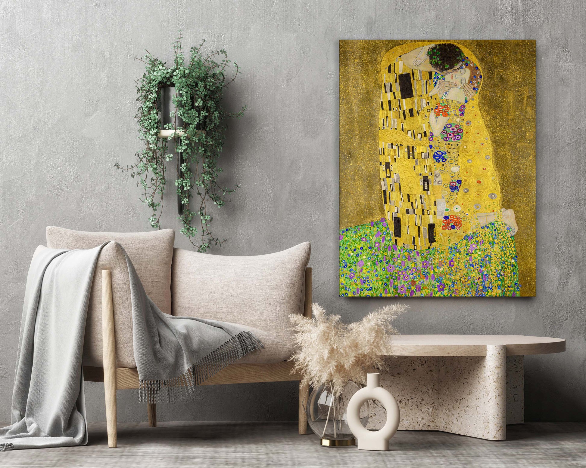The Kiss Fine Art Gold Varnish Canvas Print 48x36 Inches - Rosetta Creative Boutique
