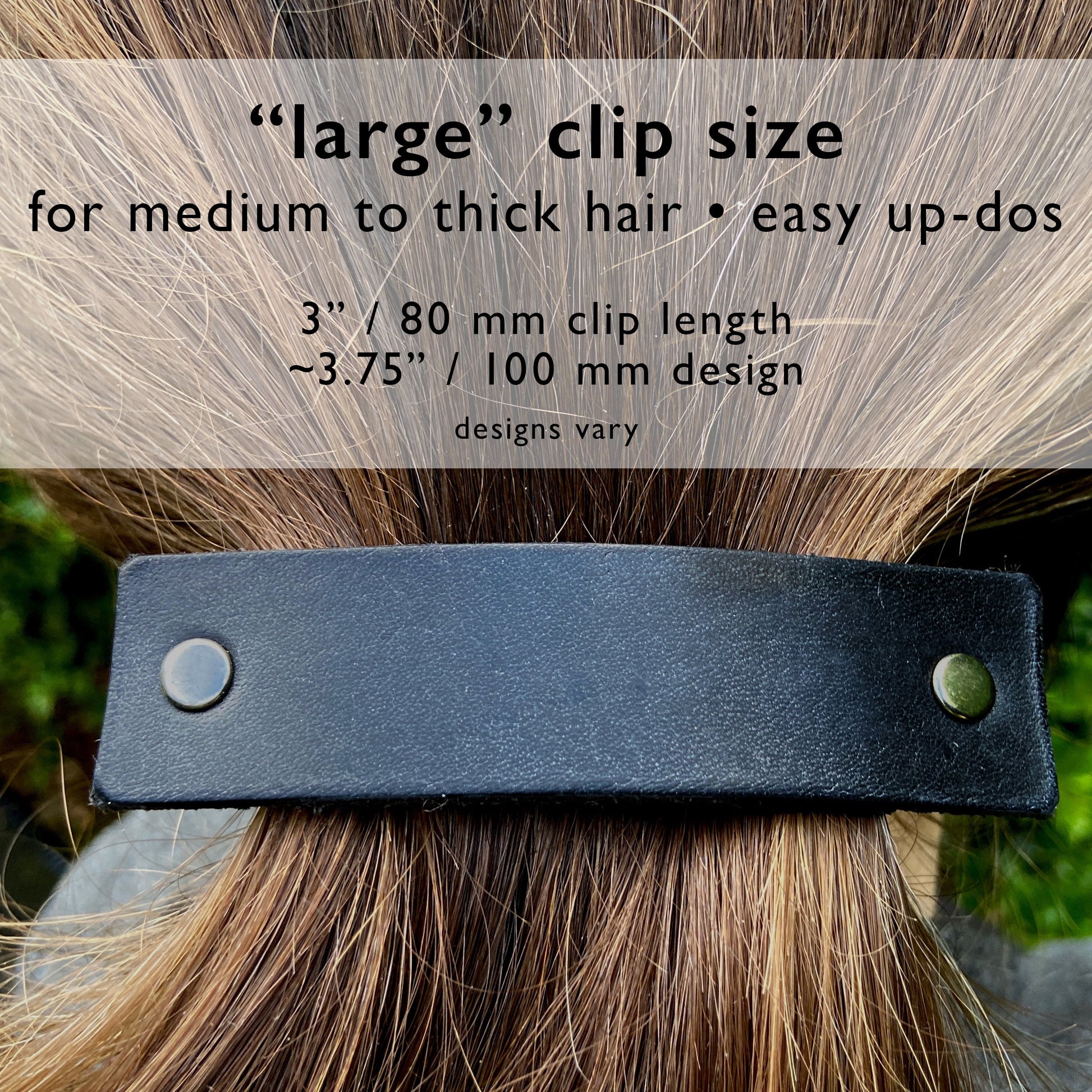 Silver And Black Chrysanthemum Tooled Leather Hair Barrette - Rosetta Creative Boutique