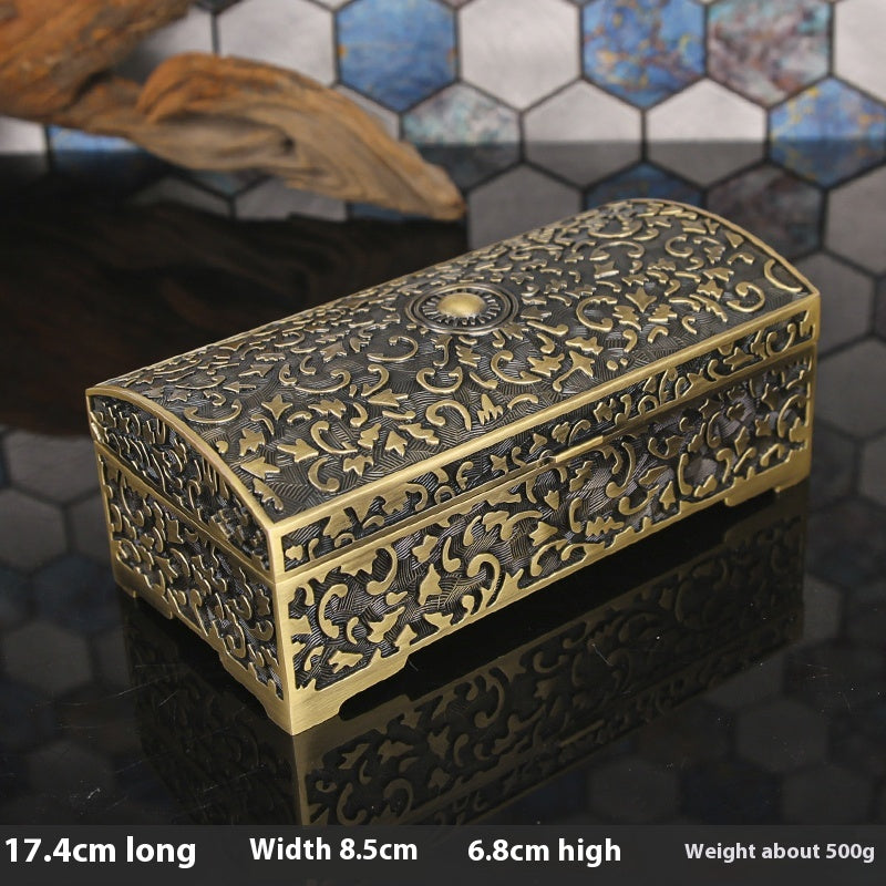 Green Antique Style Zinc Alloy Jewelry Box Vintage Storage