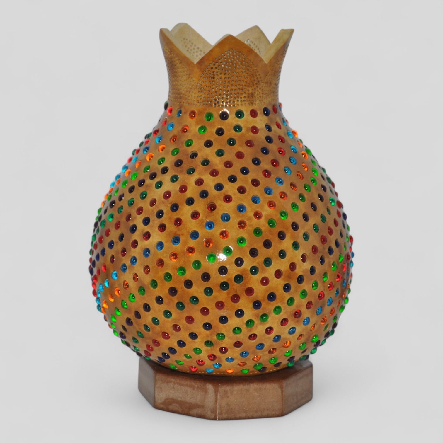 Turkish Mosaic Gourd Table Lamp Handcrafted Multicolor - Rosetta Creative Boutique