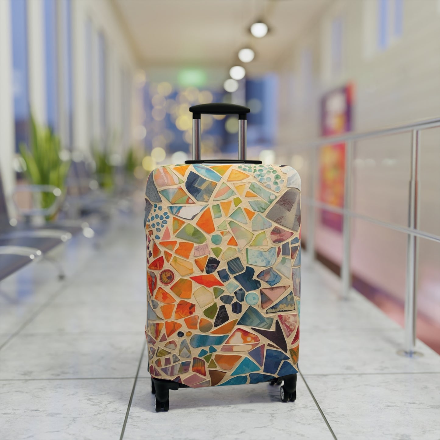 Vibrant Mosaic Pattern Luggage Cover | Colorful Travel Accessory | Suitcase Protector | Unique Gift for Travelers | Vacation Ready - Rosetta Creative Boutique