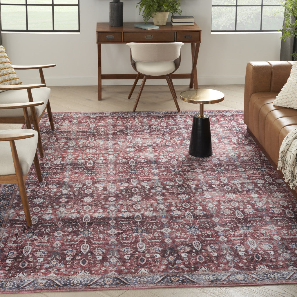 Red Ivory Oriental Area Rug 5x7 Distressed Power Loom Design - Rosetta Creative Boutique