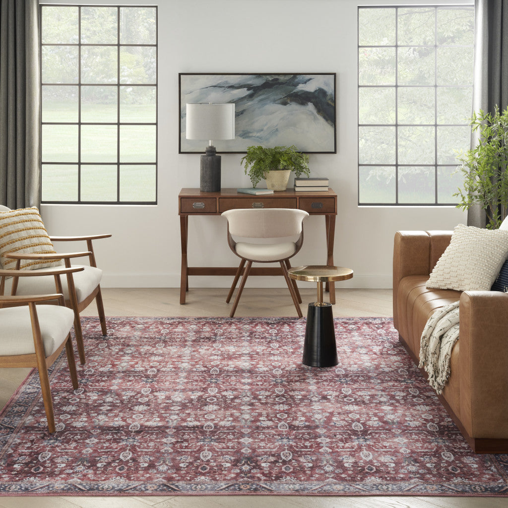 Red Ivory Oriental Area Rug 5x7 Distressed Power Loom Design - Rosetta Creative Boutique