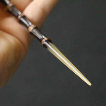 Purple Bamboo Whip Hairpin With Ox Horn Handcrafted Chinese Vintage Style