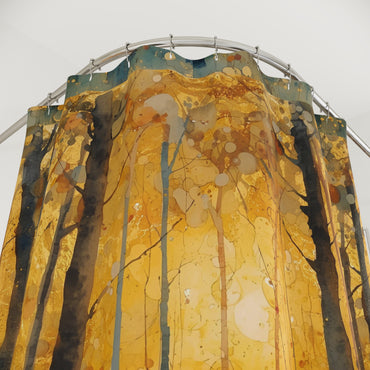 Golden Autumn Forest Shower Curtain Bohemian Home Decor Nature Inspired