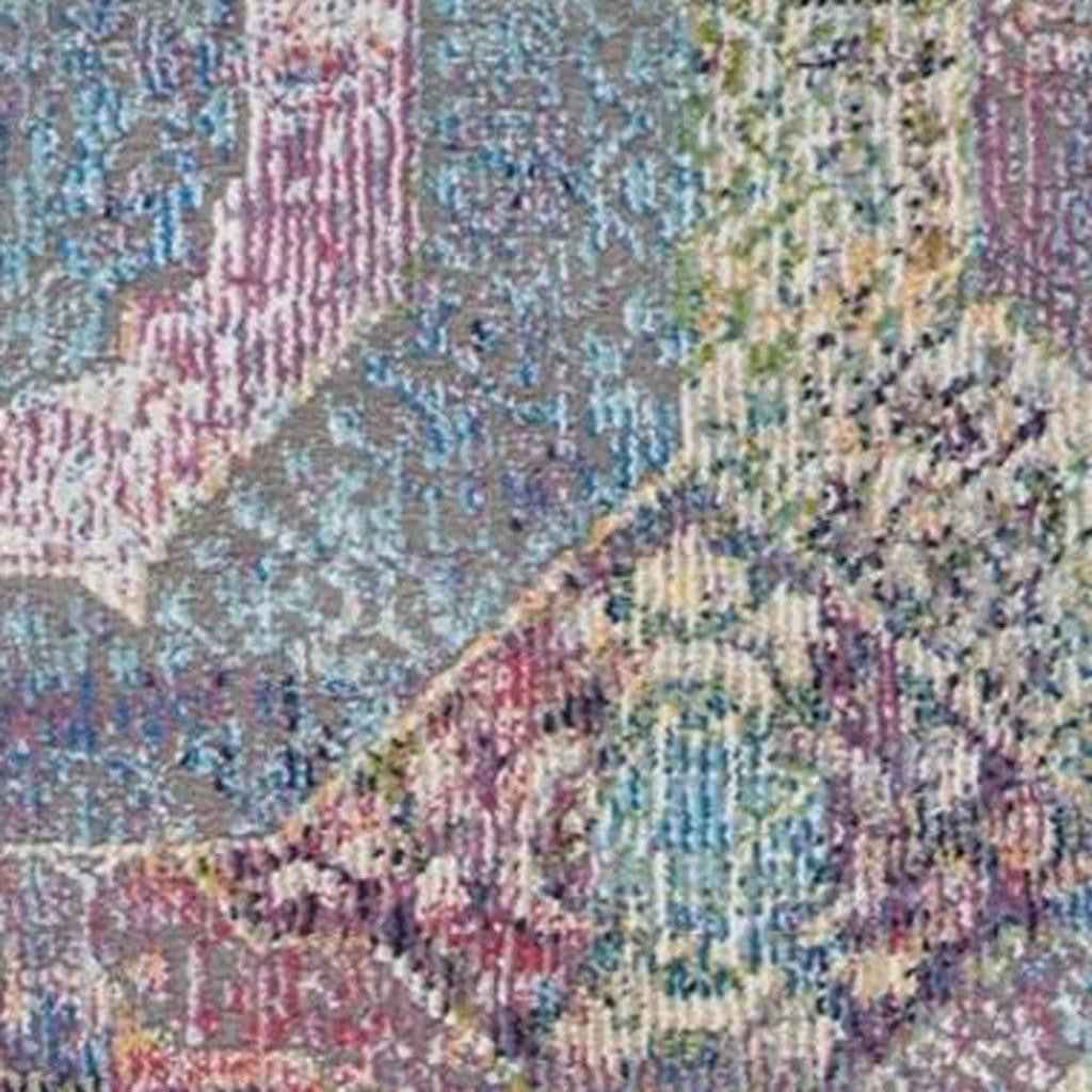 2' X 4' Ivory and Yellow Floral Medallion Distressed Non Skid Area Rug
