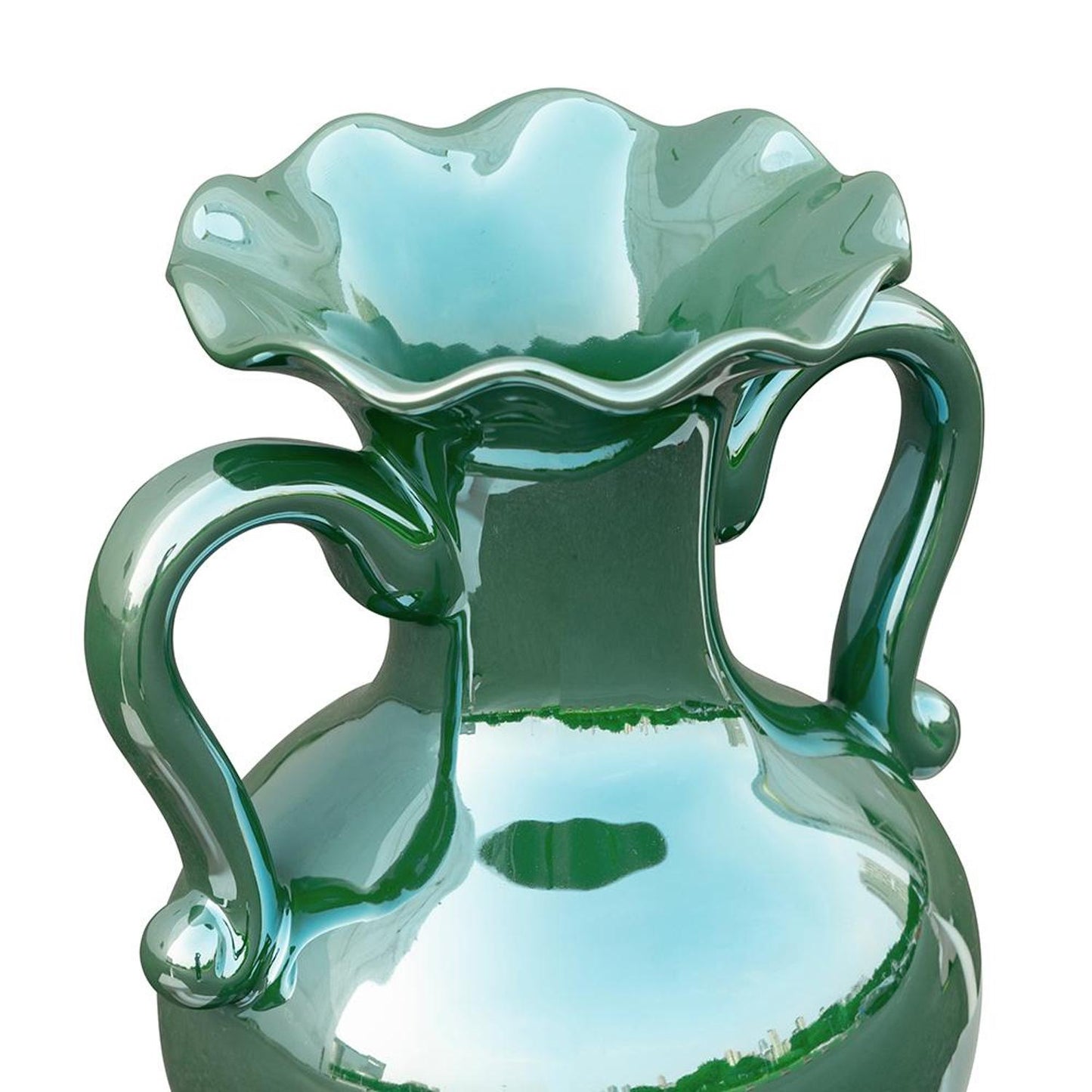 9" Hunter Green Amphora Ceramic Table Vase-5