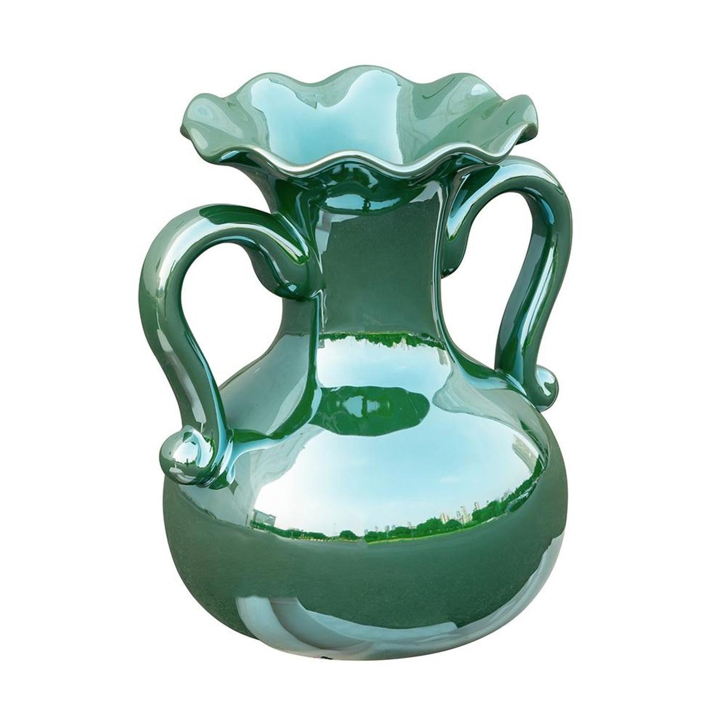 9" Hunter Green Amphora Ceramic Table Vase-3