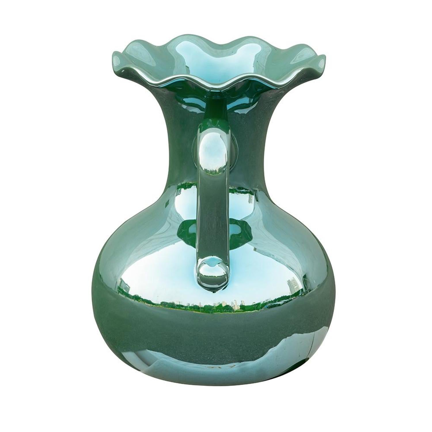 9" Hunter Green Amphora Ceramic Table Vase-4