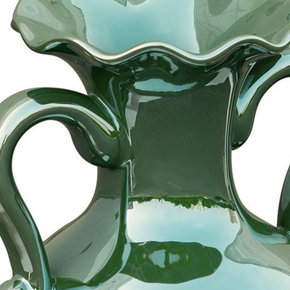 9" Hunter Green Amphora Ceramic Table Vase-6