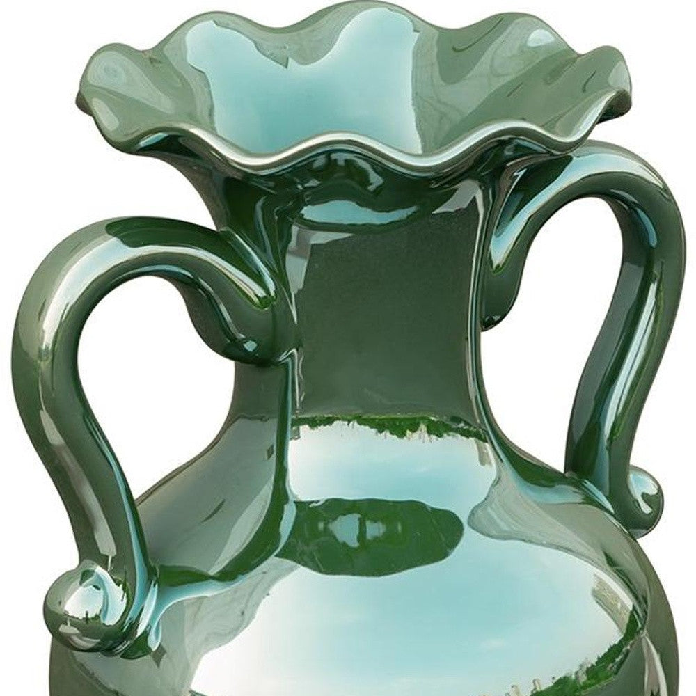9" Hunter Green Amphora Ceramic Table Vase-7