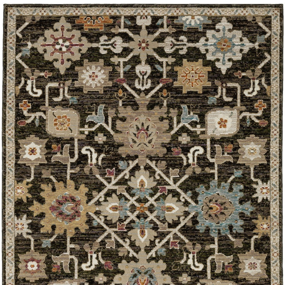 Brown Black Ivory Oriental Area Rug 2x3 Power Loom Decor - Rosetta Creative Boutique