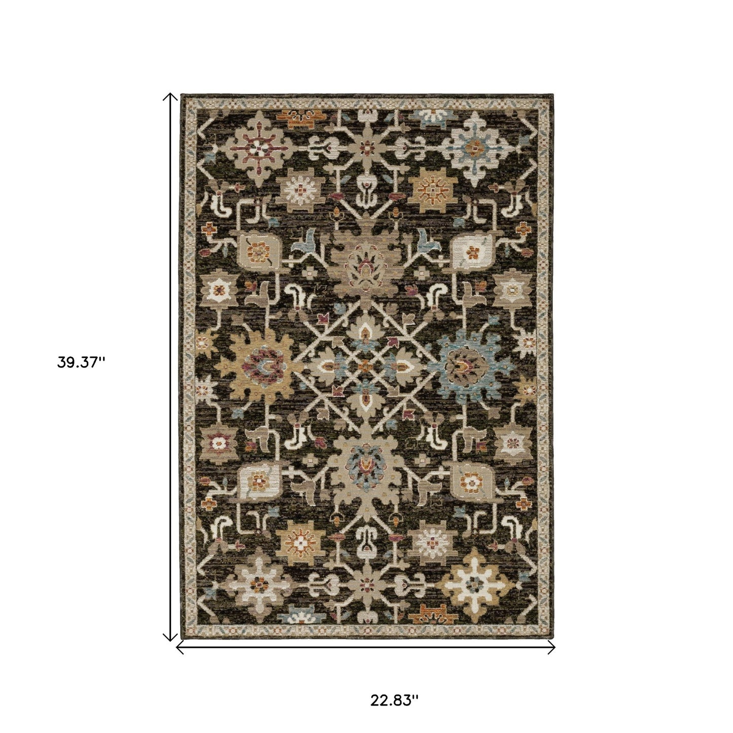 Brown Black Ivory Oriental Area Rug 2x3 Power Loom Decor - Rosetta Creative Boutique