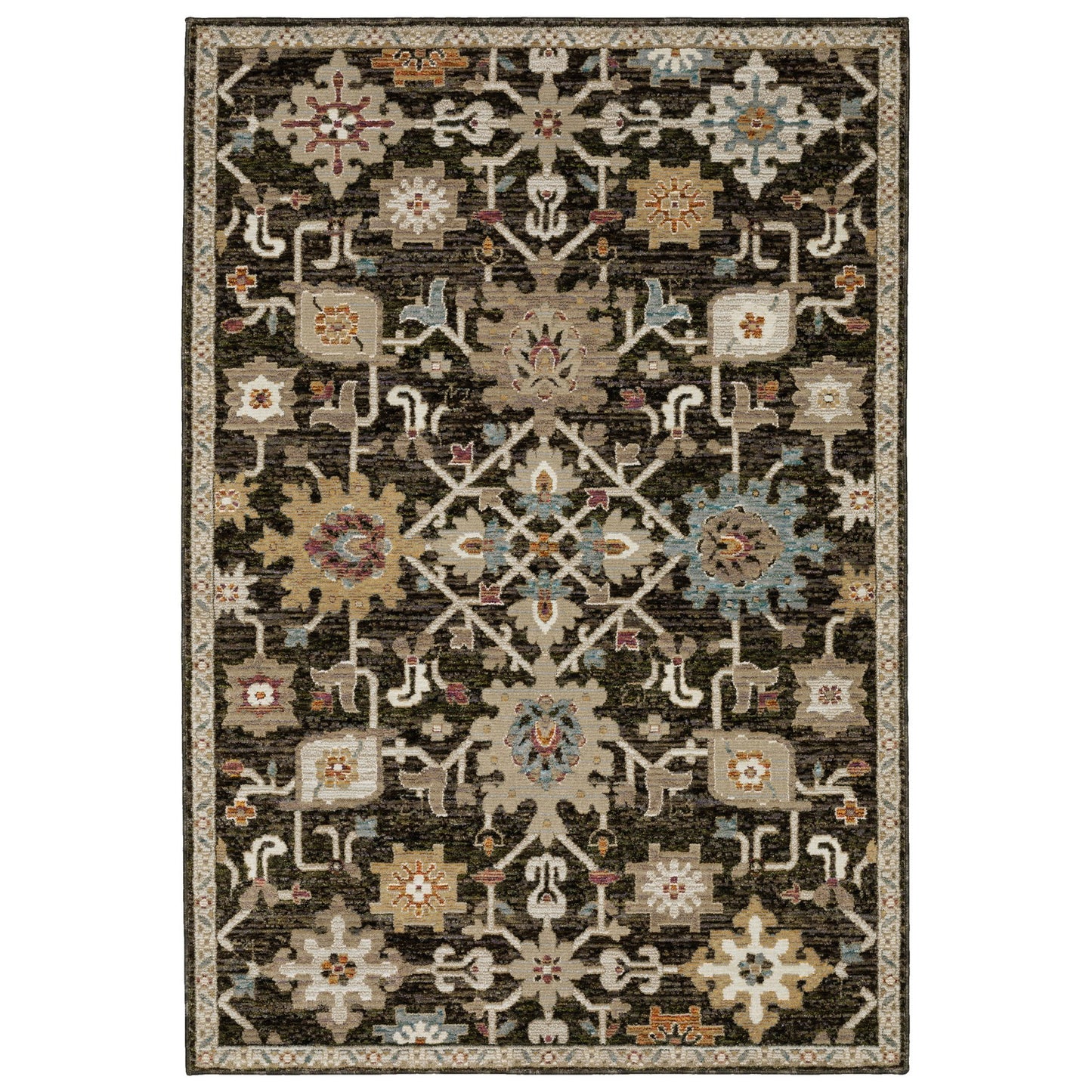Brown Black Ivory Oriental Area Rug 2x3 Power Loom Decor - Rosetta Creative Boutique