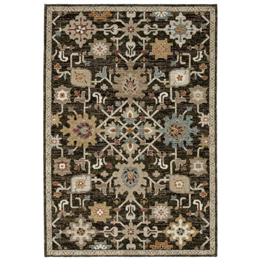 Brown Black Ivory Oriental Area Rug 2x3 Power Loom Decor - Rosetta Creative Boutique