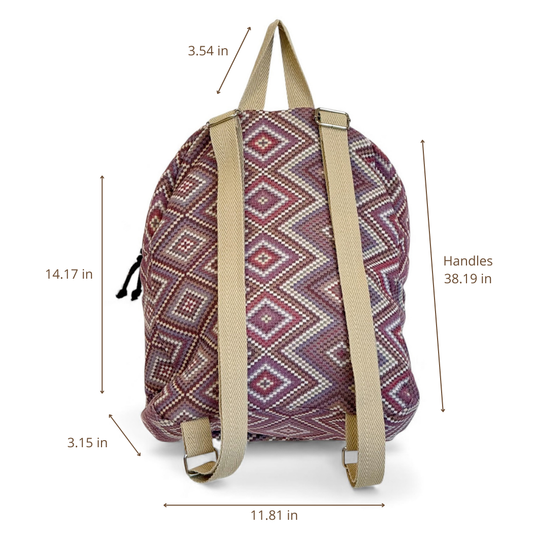Geometric Jacquard Backpack – Pink & Lilac (Nana)
