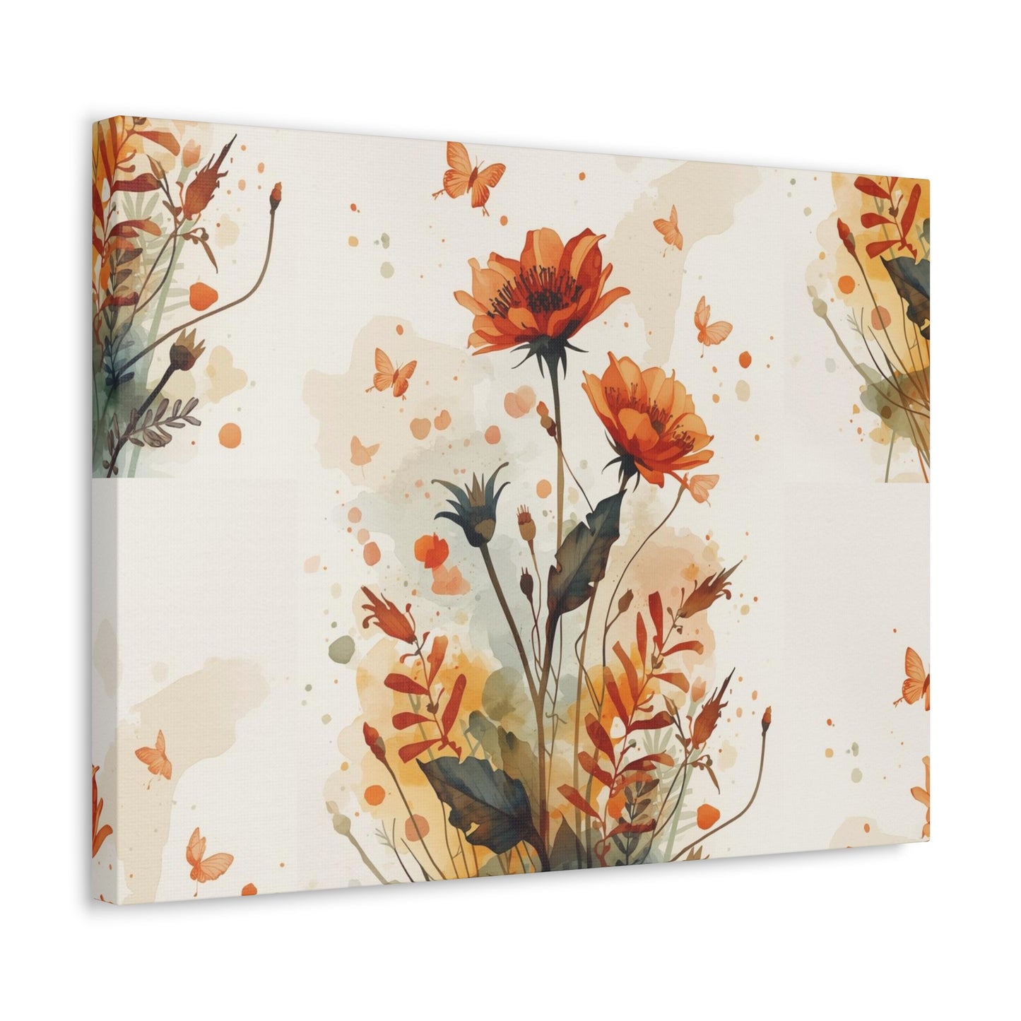 Floral Art Canvas Print by Rosetta Creative Boutique - Boho Wall Decor, Butterfly Decor, Gift for Nature Lovers, Home Office Wall Art, Birthday, Housewarming - Rosetta Creative Boutique