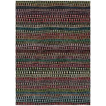 Black Green Gold Striped Indoor Outdoor Washable Rug Size 5x8 Feet Heavy Duty Polyester - Rosetta Creative Boutique