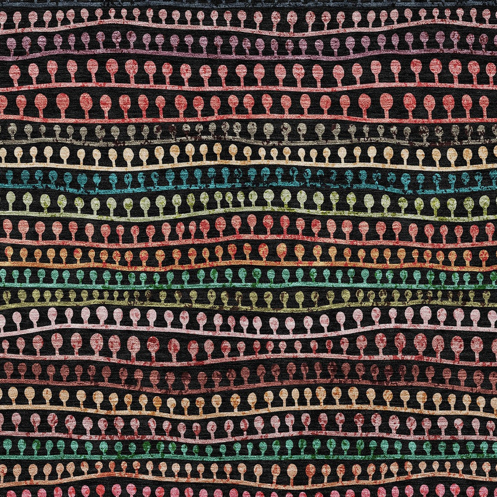Black Green Gold Striped Indoor Outdoor Washable Rug Size 5x8 Feet Heavy Duty Polyester - Rosetta Creative Boutique