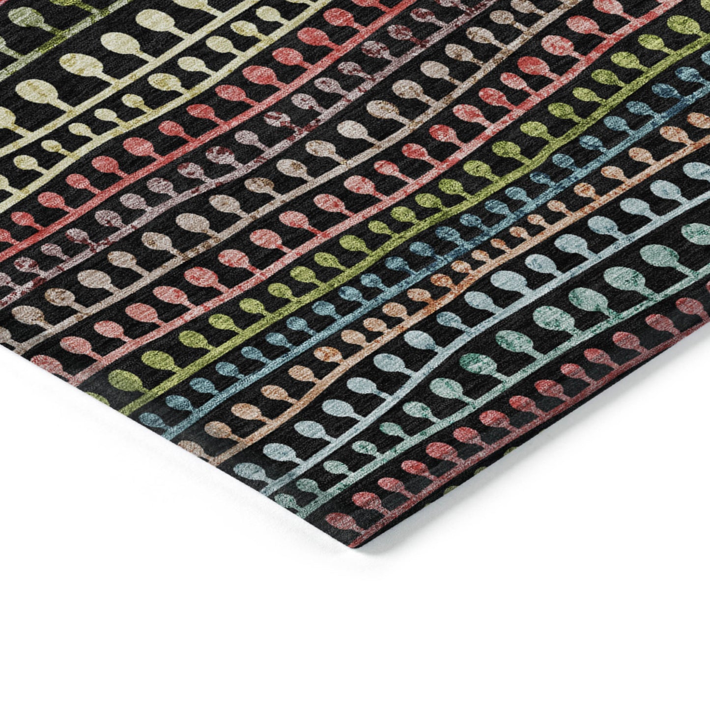 Black Green Gold Striped Indoor Outdoor Washable Rug Size 5x8 Feet Heavy Duty Polyester - Rosetta Creative Boutique