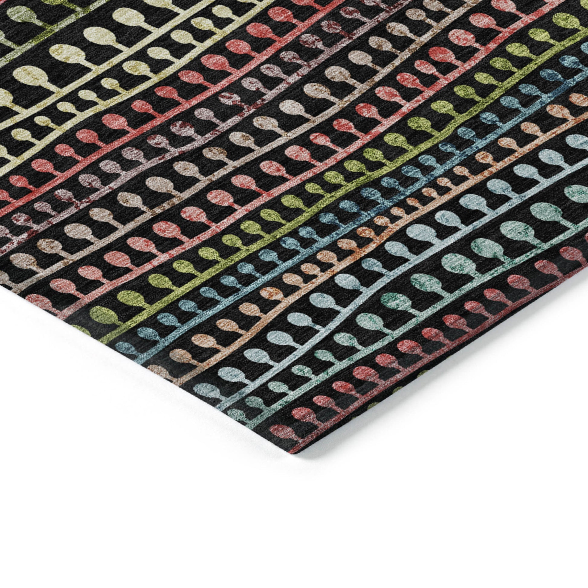 Black Green Gold Striped Indoor Outdoor Washable Rug Size 5x8 Feet Heavy Duty Polyester - Rosetta Creative Boutique