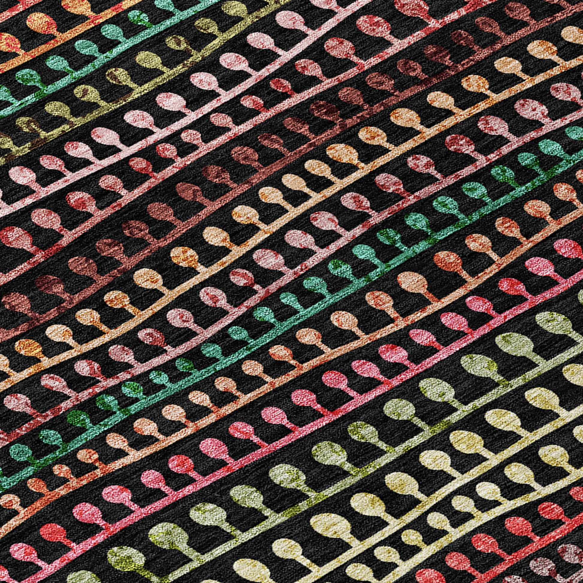 Black Green Gold Striped Indoor Outdoor Washable Rug Size 5x8 Feet Heavy Duty Polyester - Rosetta Creative Boutique