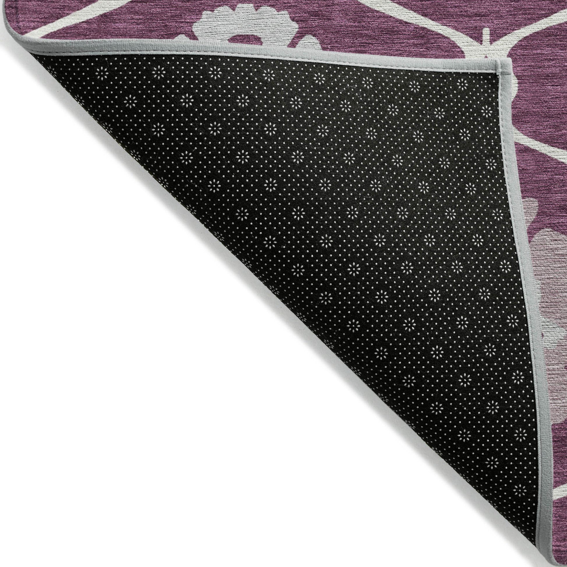 Eggplant Ivory Gray Medallion Indoor Outdoor Rug 3x5 Feet Washable - Rosetta Creative Boutique
