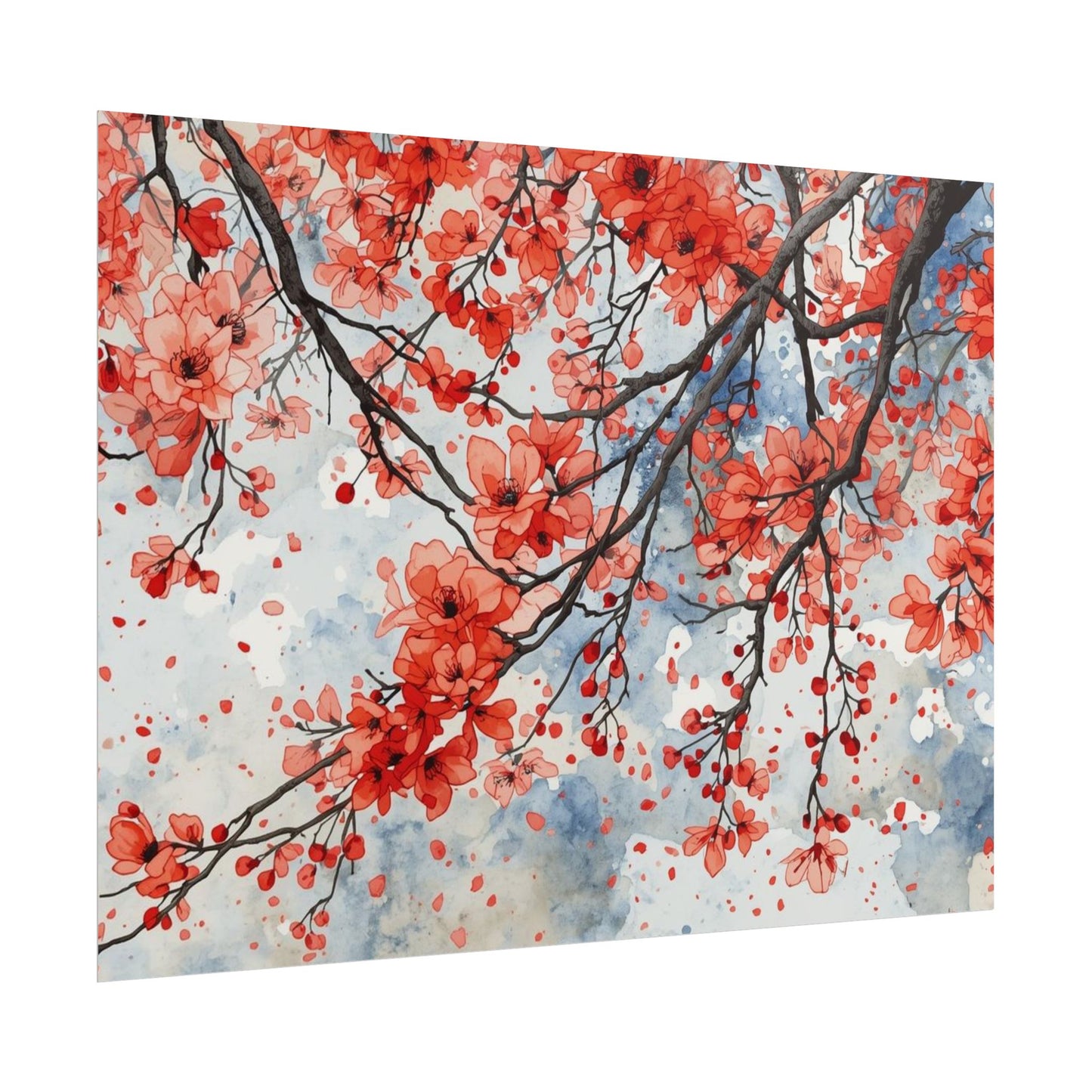 Blooming Cherry Blossom Rolled Poster Floral Wall Art - Rosetta Creative Boutique