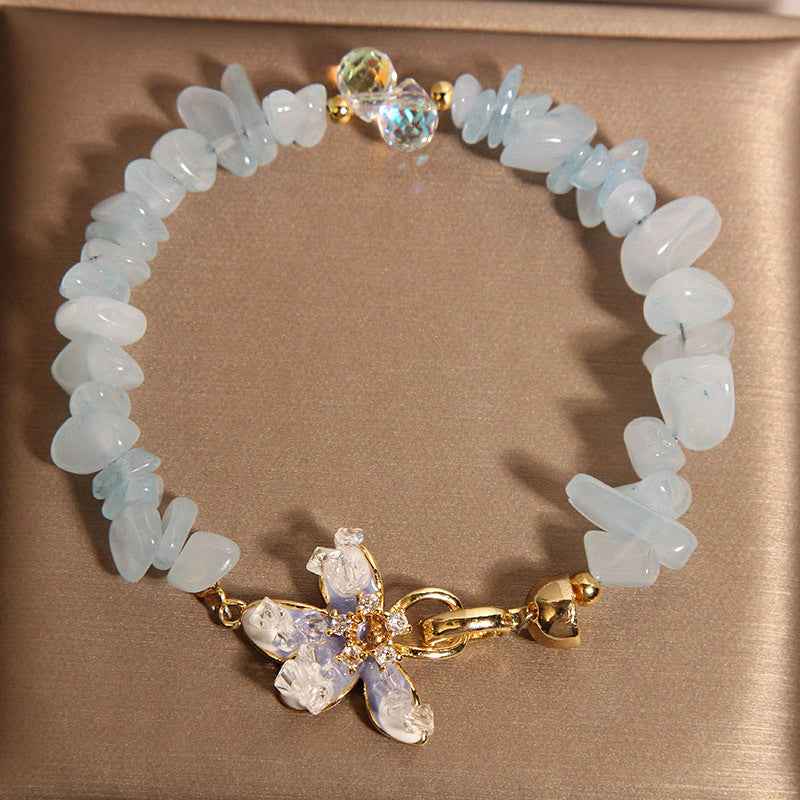 Crystal Gravel Wisteria Flower Bracelet For Women Japanese Korean Style