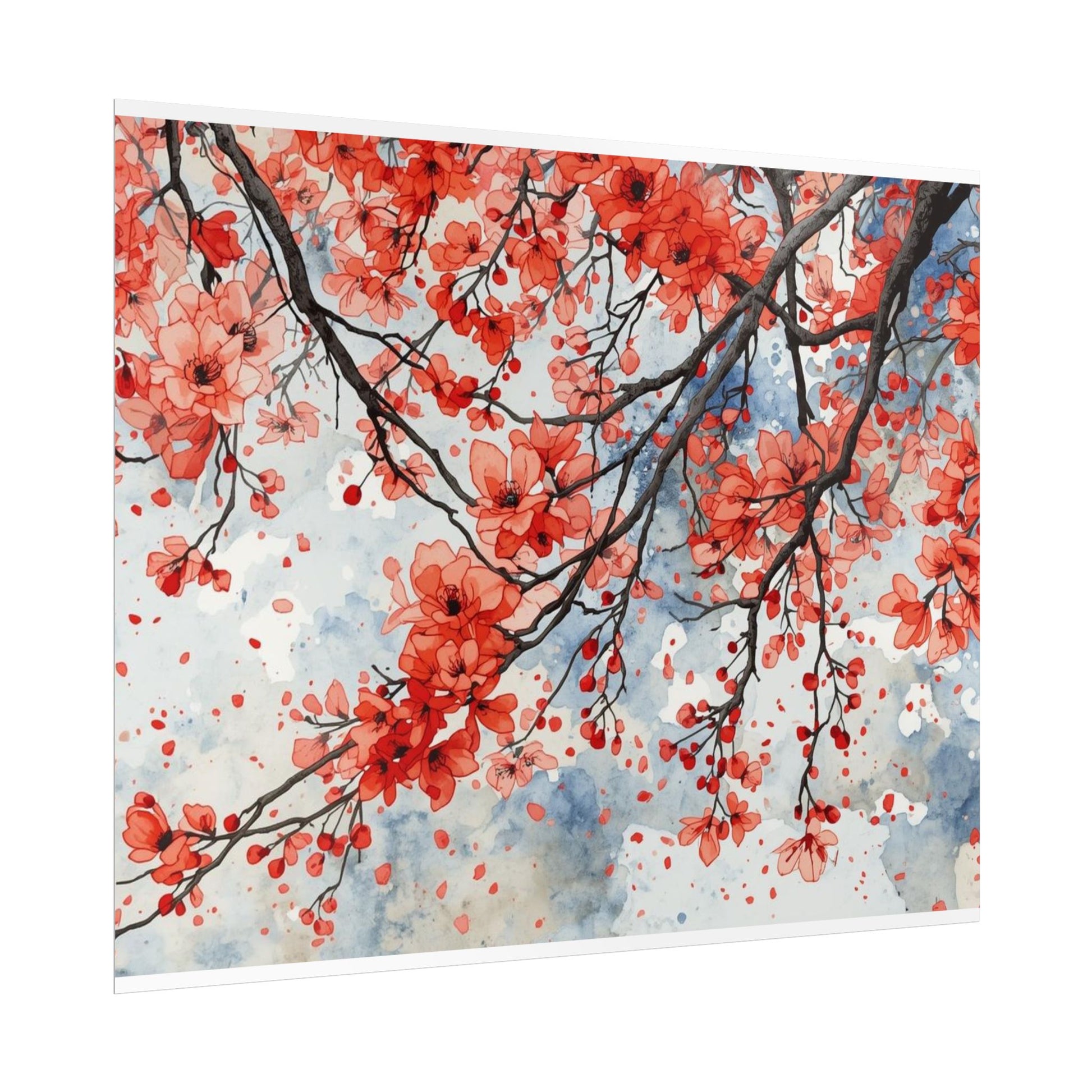 Blooming Cherry Blossom Rolled Poster Floral Wall Art - Rosetta Creative Boutique
