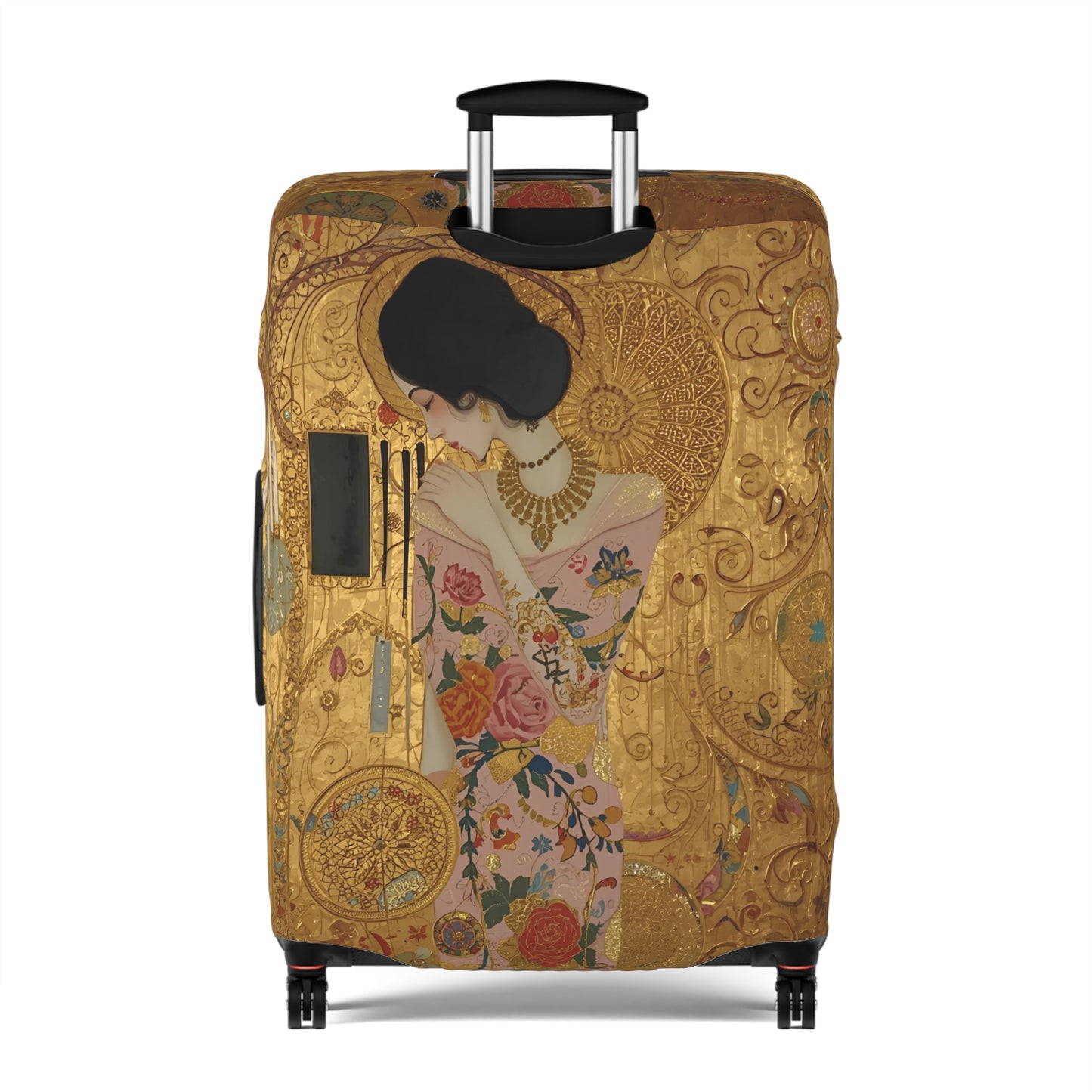 Elegant Klimt-Style Luggage Cover, Travel Accessory, Suitcase Protector, Unique Gift for Travelers, Floral Design - Rosetta Creative Boutique