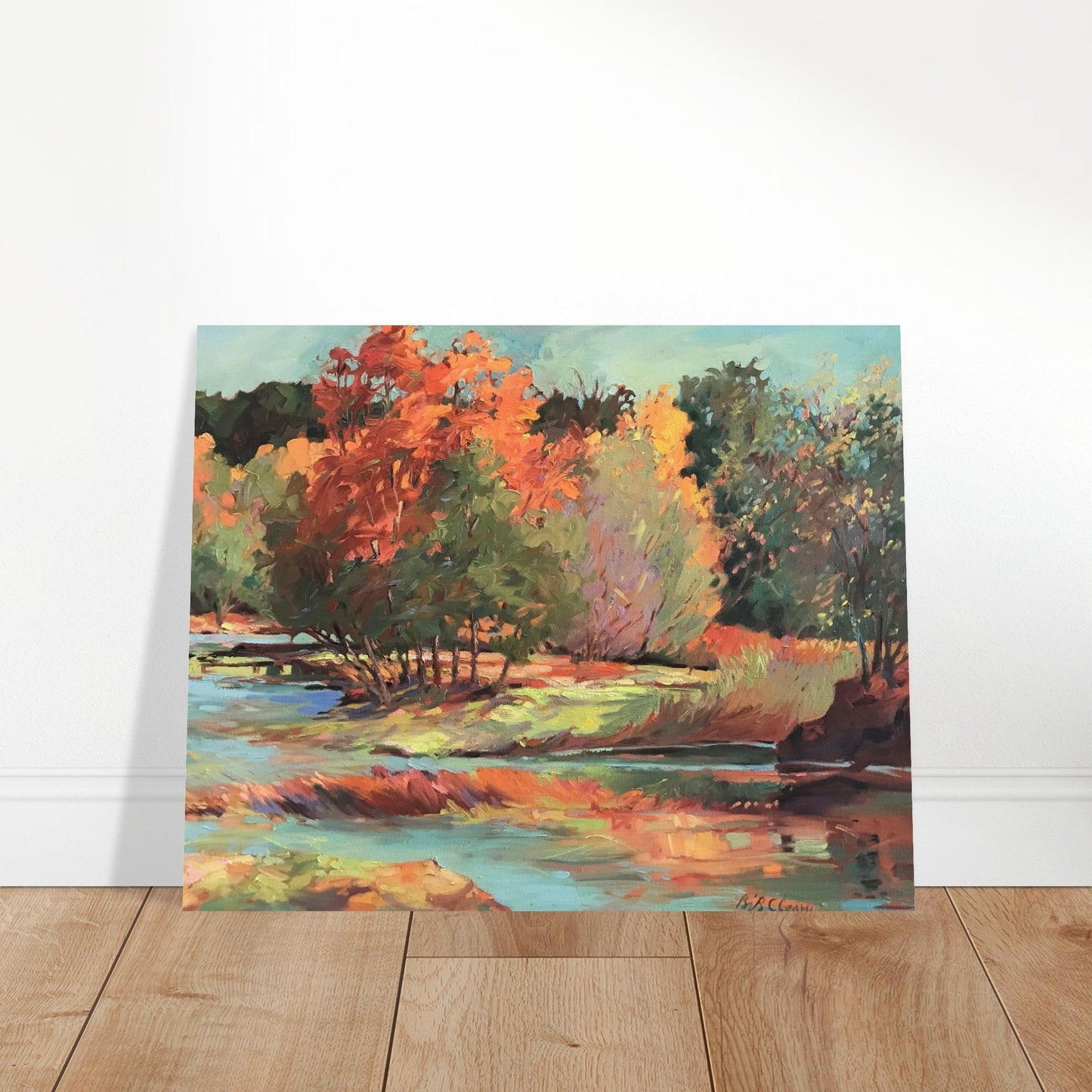 'Along the Illinois' Landscape I 16x20 Museum-Quality Matte Paper Poster | Original Artwork by American Artist Barbara Cleary (Fall Collection) - Rosetta Creative Boutique