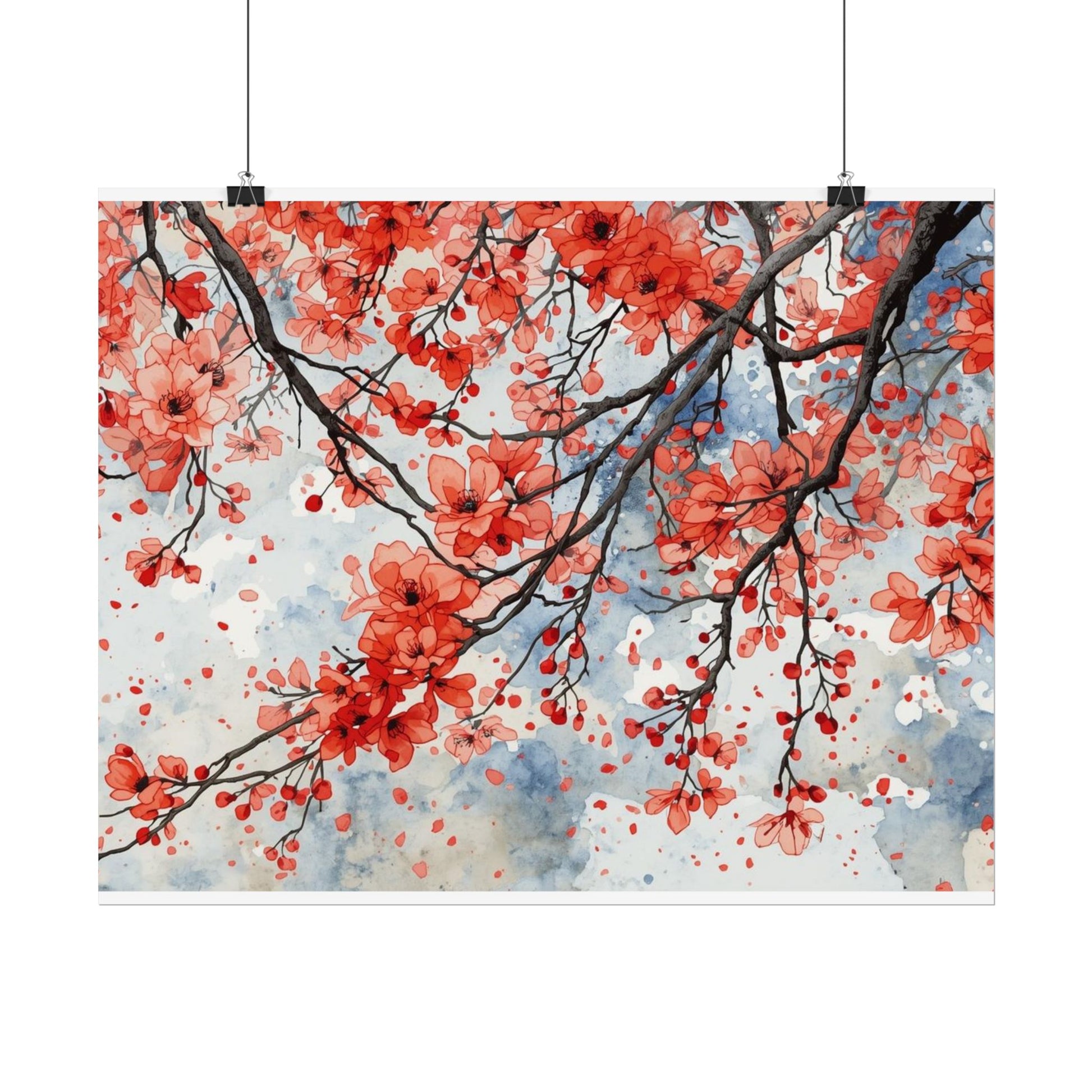 Blooming Cherry Blossom Rolled Poster Floral Wall Art - Rosetta Creative Boutique