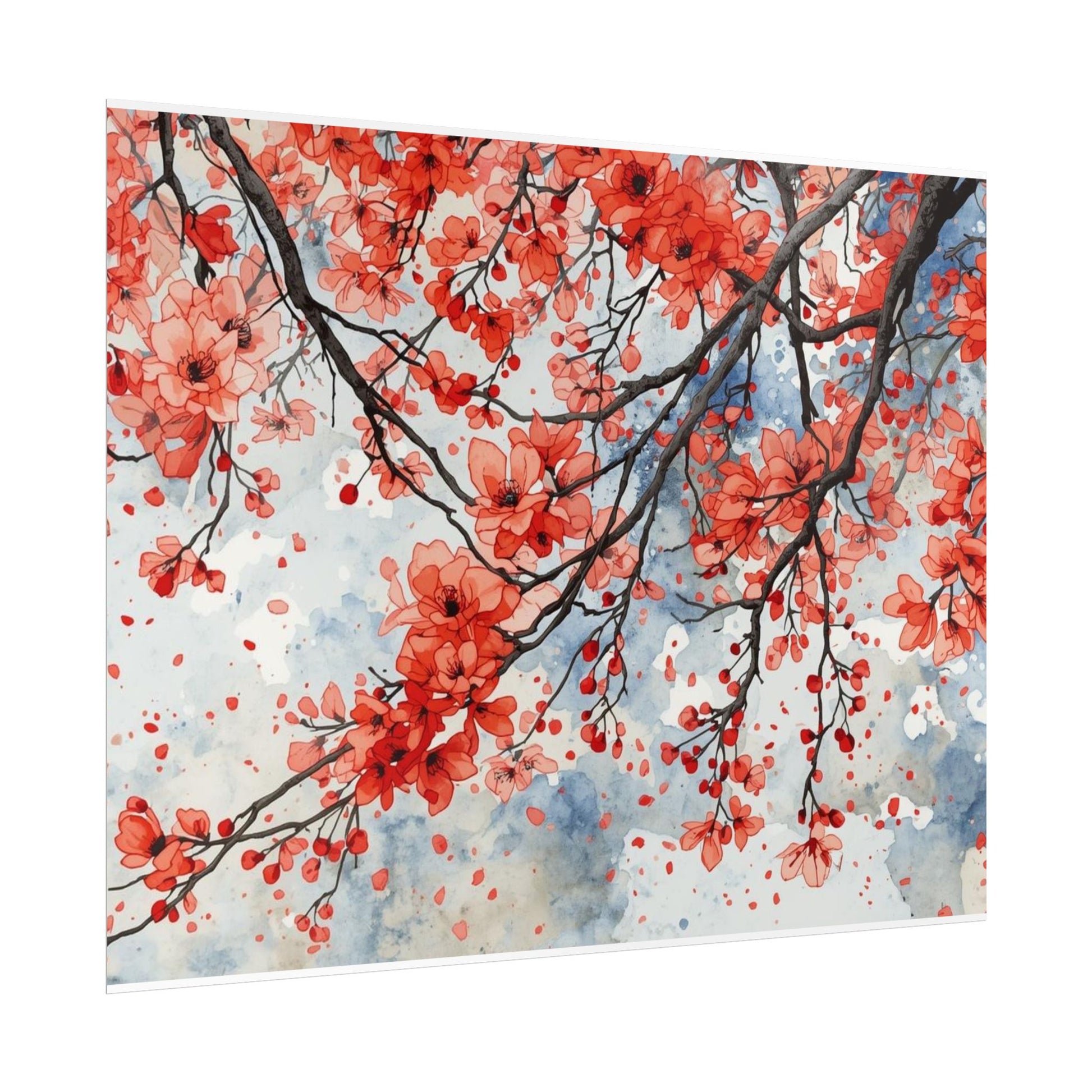 Blooming Cherry Blossom Rolled Poster Floral Wall Art - Rosetta Creative Boutique