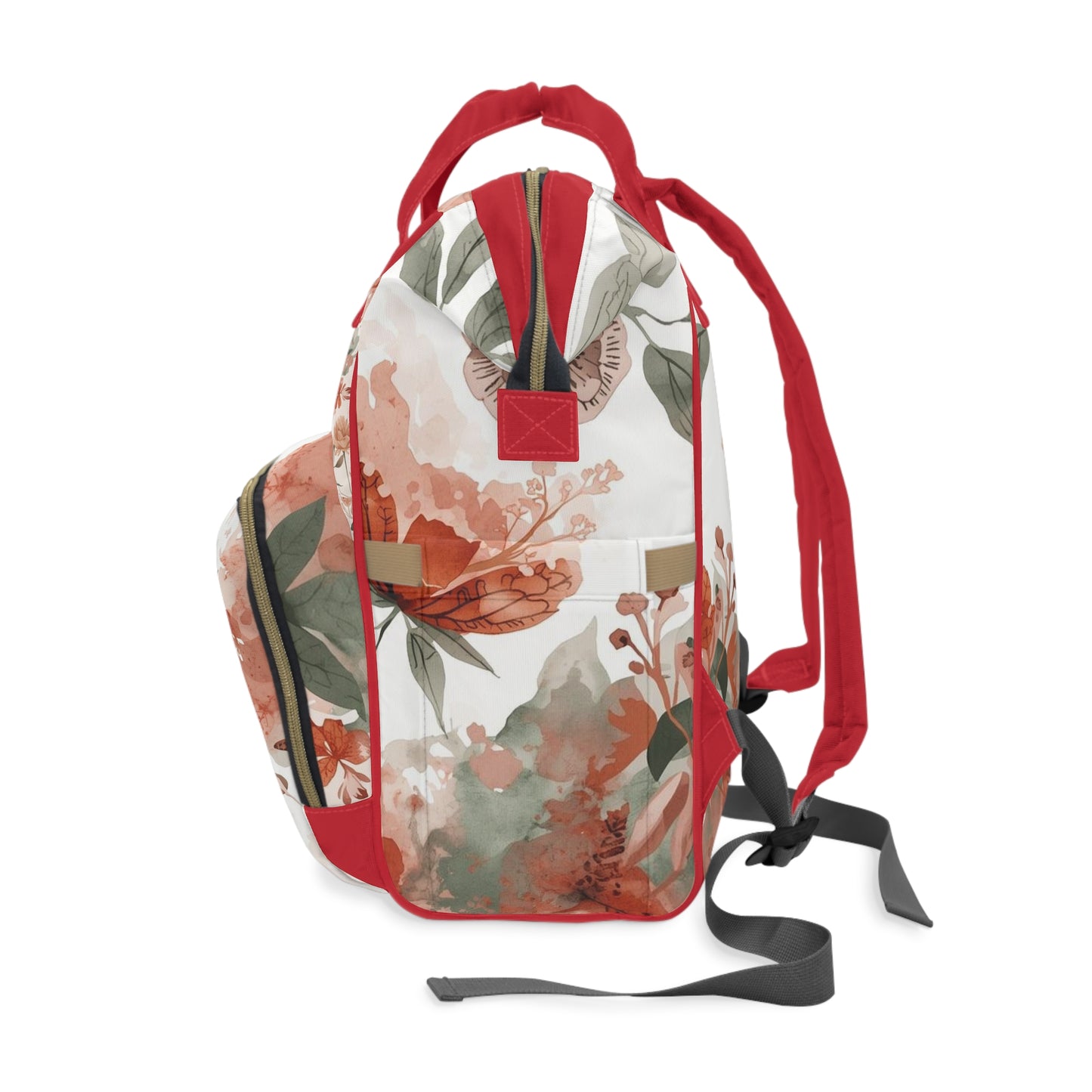 Floral Multifunctional Diaper Backpack - Stylish Baby Carryall