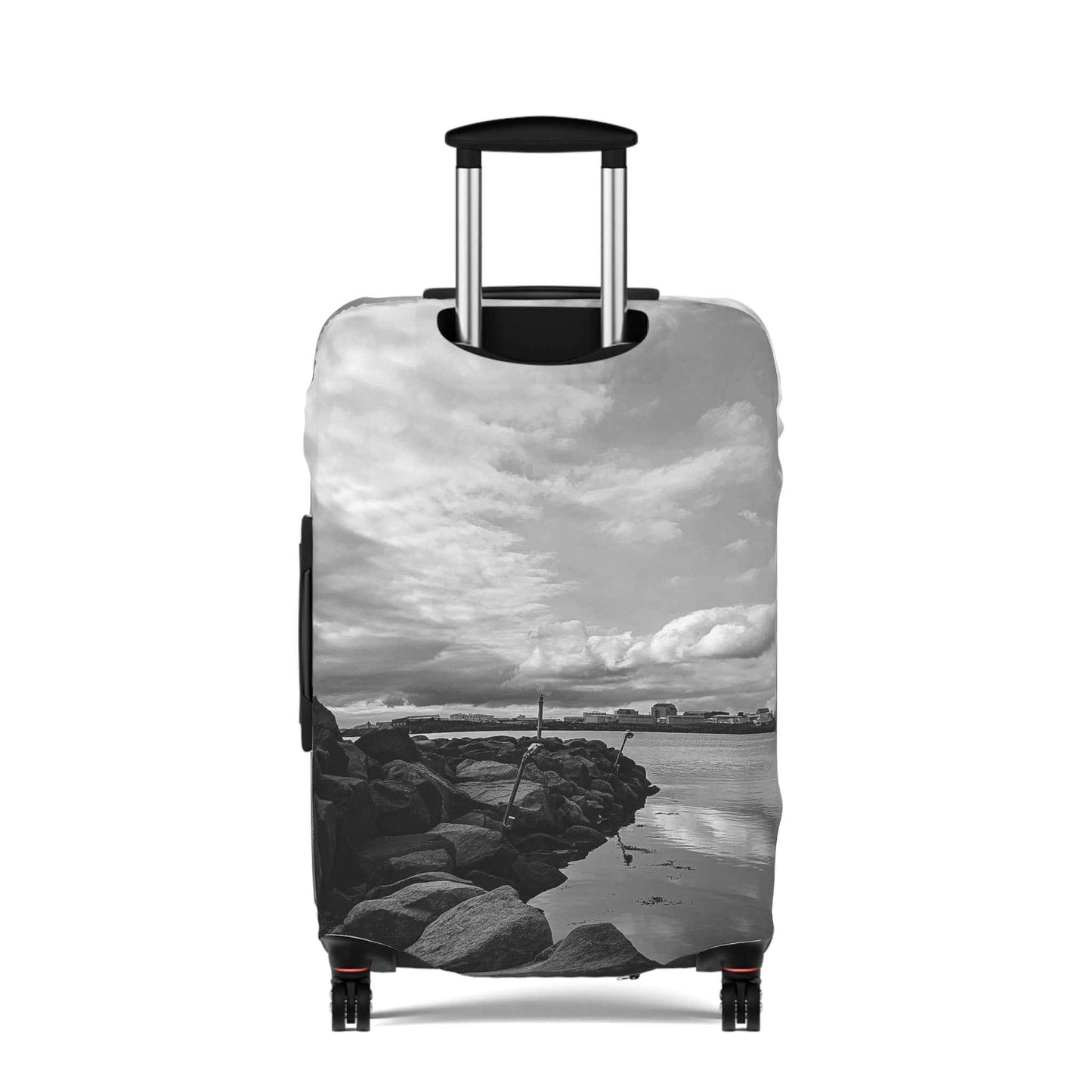 Black and White Iceland Luggage Cover - Stylish Protection from Rosetta Creative Boutique - Rosetta Creative Boutique