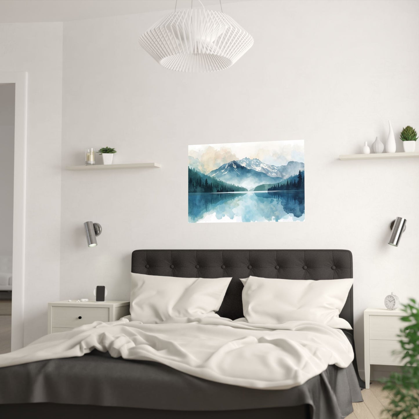 Serene Nature Satin Poster Mountain Reflection Art Print - Rosetta Creative Boutique