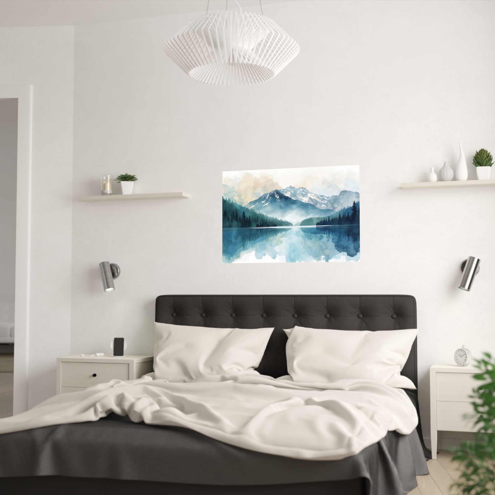 Serene Nature Satin Poster Mountain Reflection Art Print - Rosetta Creative Boutique