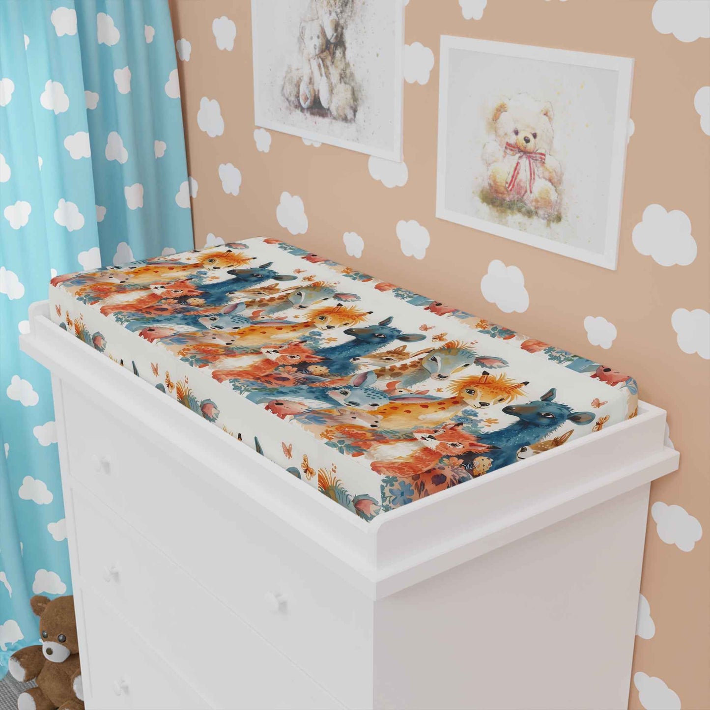 Whimsical Animal Baby Changing Pad Cover