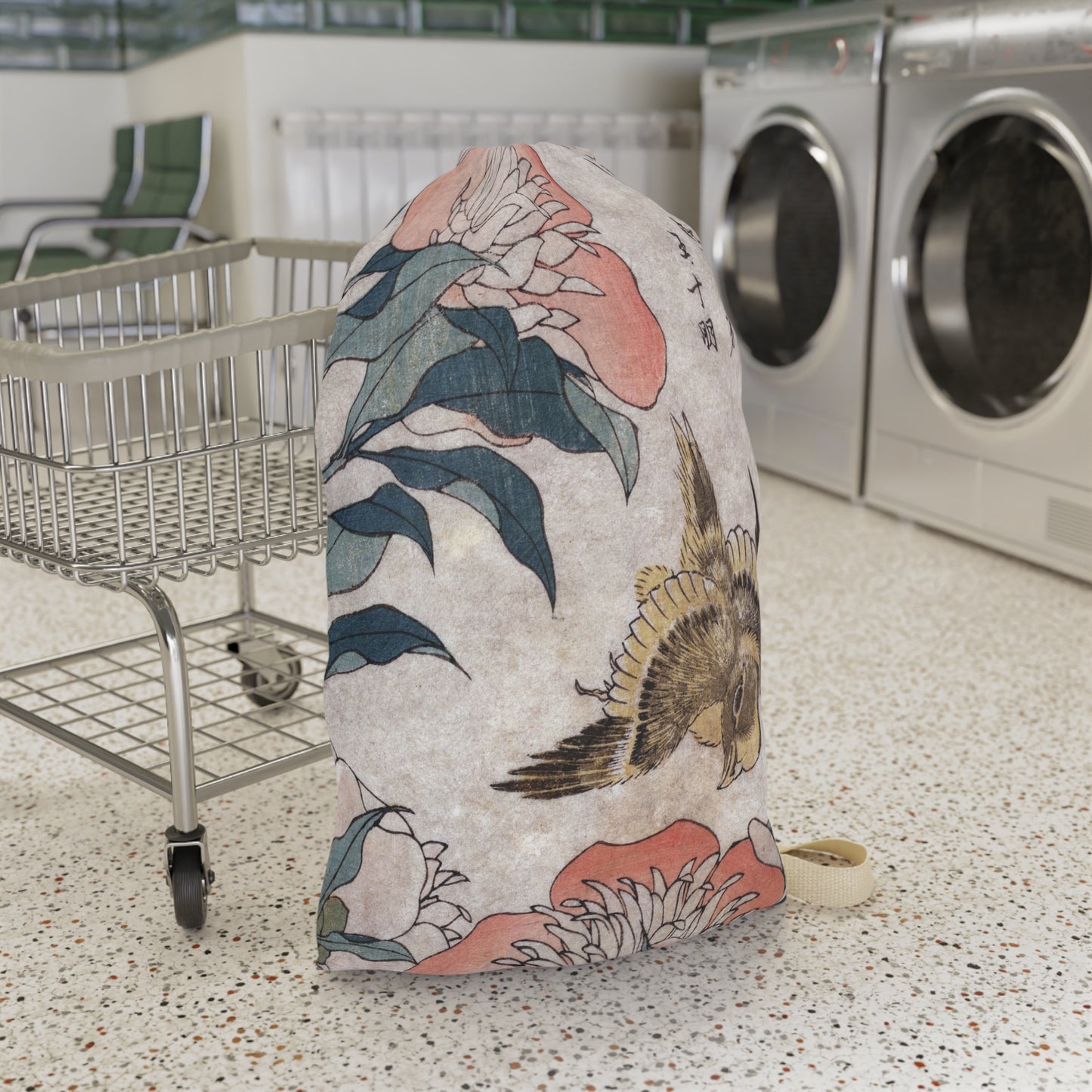 Elegant Japanese Floral Laundry Bag with Bird Design Gift - Perfect for Stylish Organization - Rosetta Creative Boutique