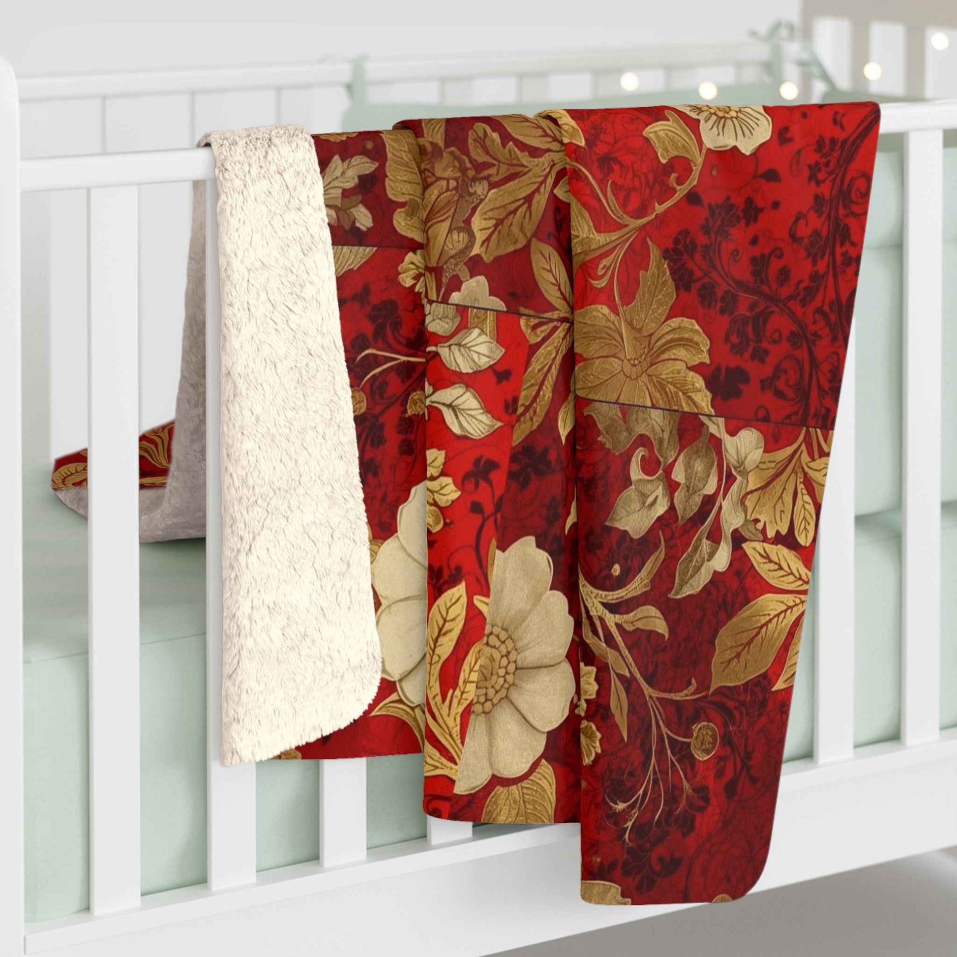 Luxurious Floral Sherpa Fleece Blanket, Cozy Throw for Winter, Elegant Home Decor, Perfect Gift for Holidays, Soft and Warm Blanket