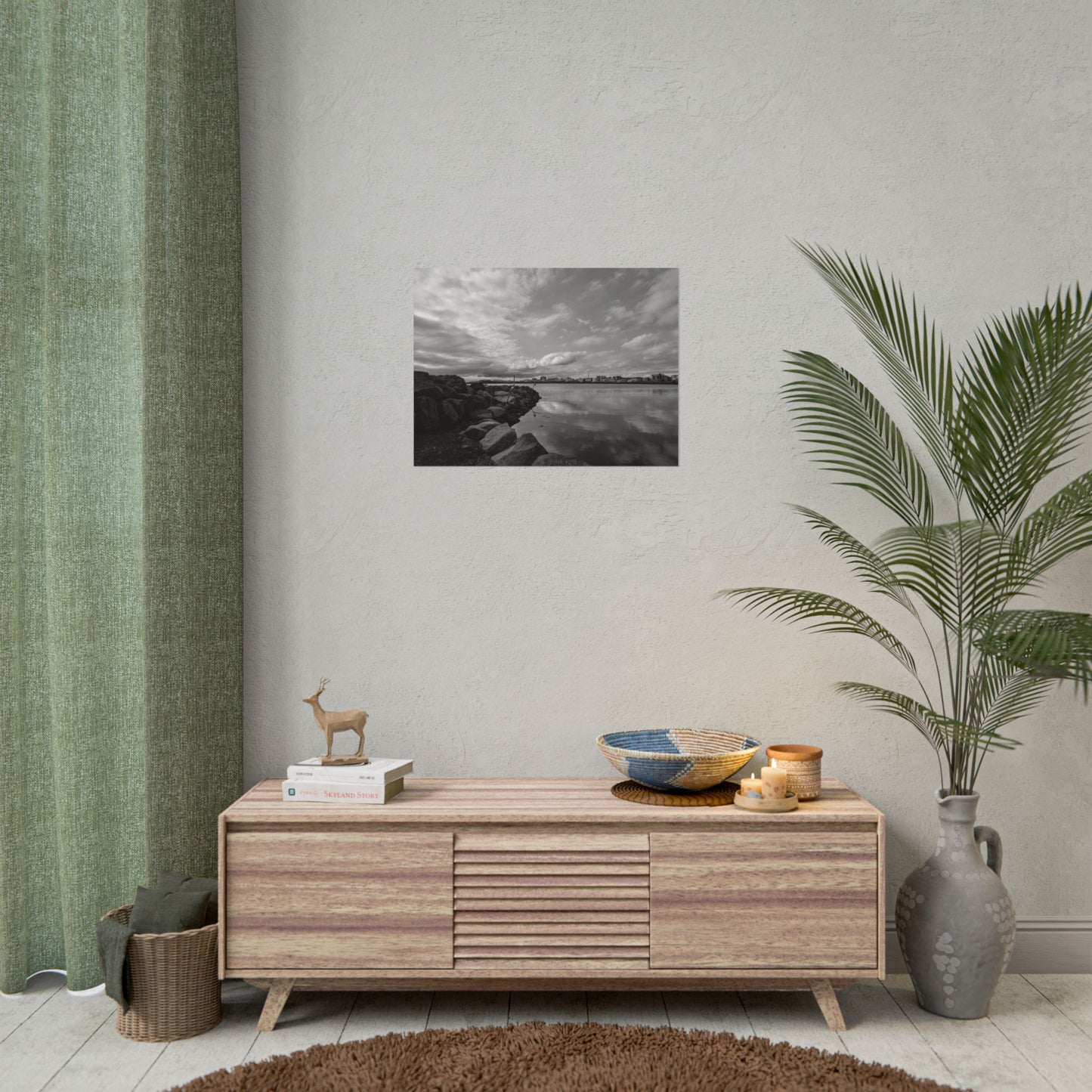 Iceland Black and White Landscape Rolled Poster by Rosetta Creative Boutique, Minimalist Wall Art, Home Decor, Nature Photography, Aesthetic Gift, Modern Room Decor - Rosetta Creative Boutique