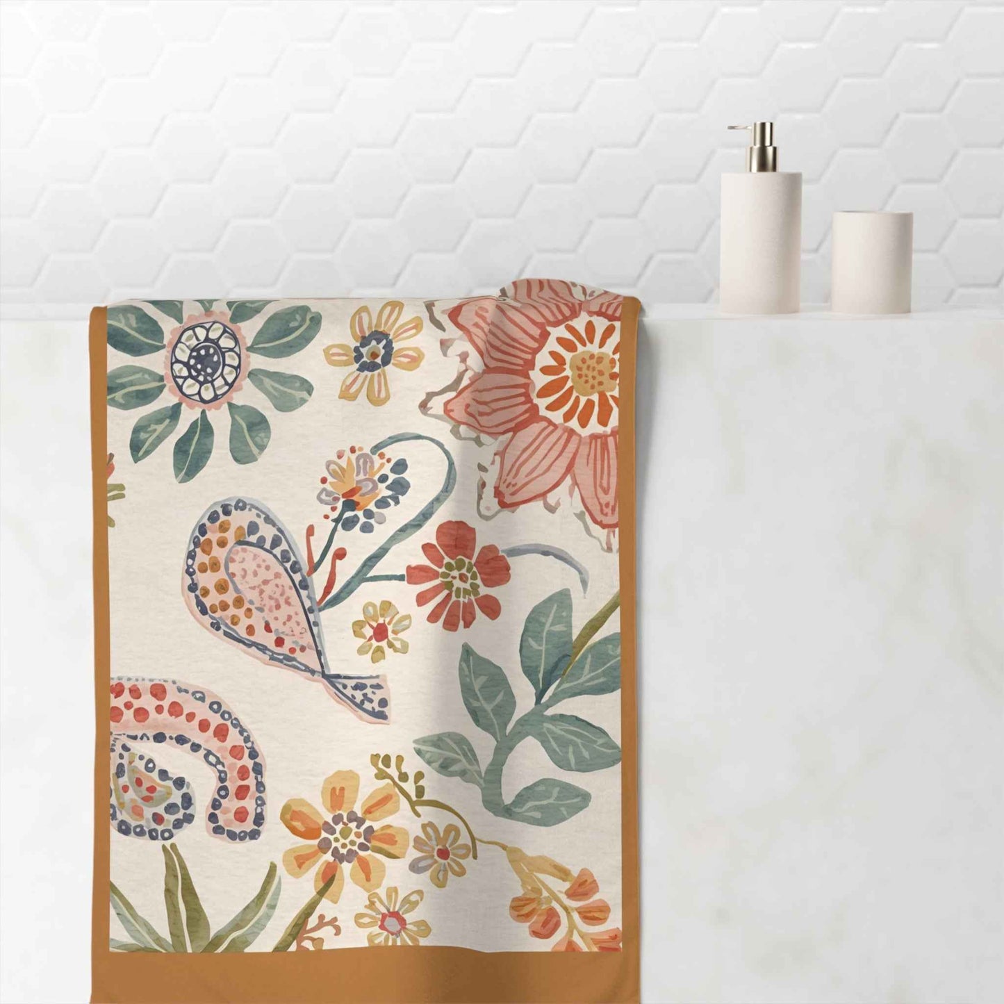 Turkish Floral Mink-Cotton Towel – Soft & Decorative Beach/Bath Towel for Relaxation