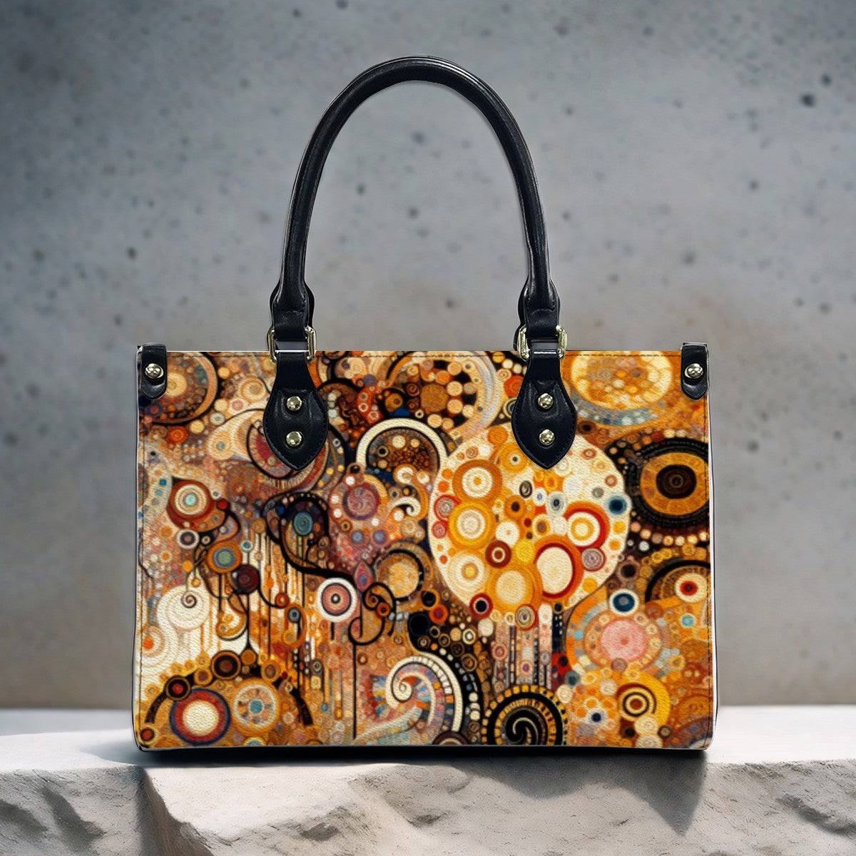 Klimt Style Abstract Tote Bag for Women - Art Print PU Bag - Rosetta Creative Boutique