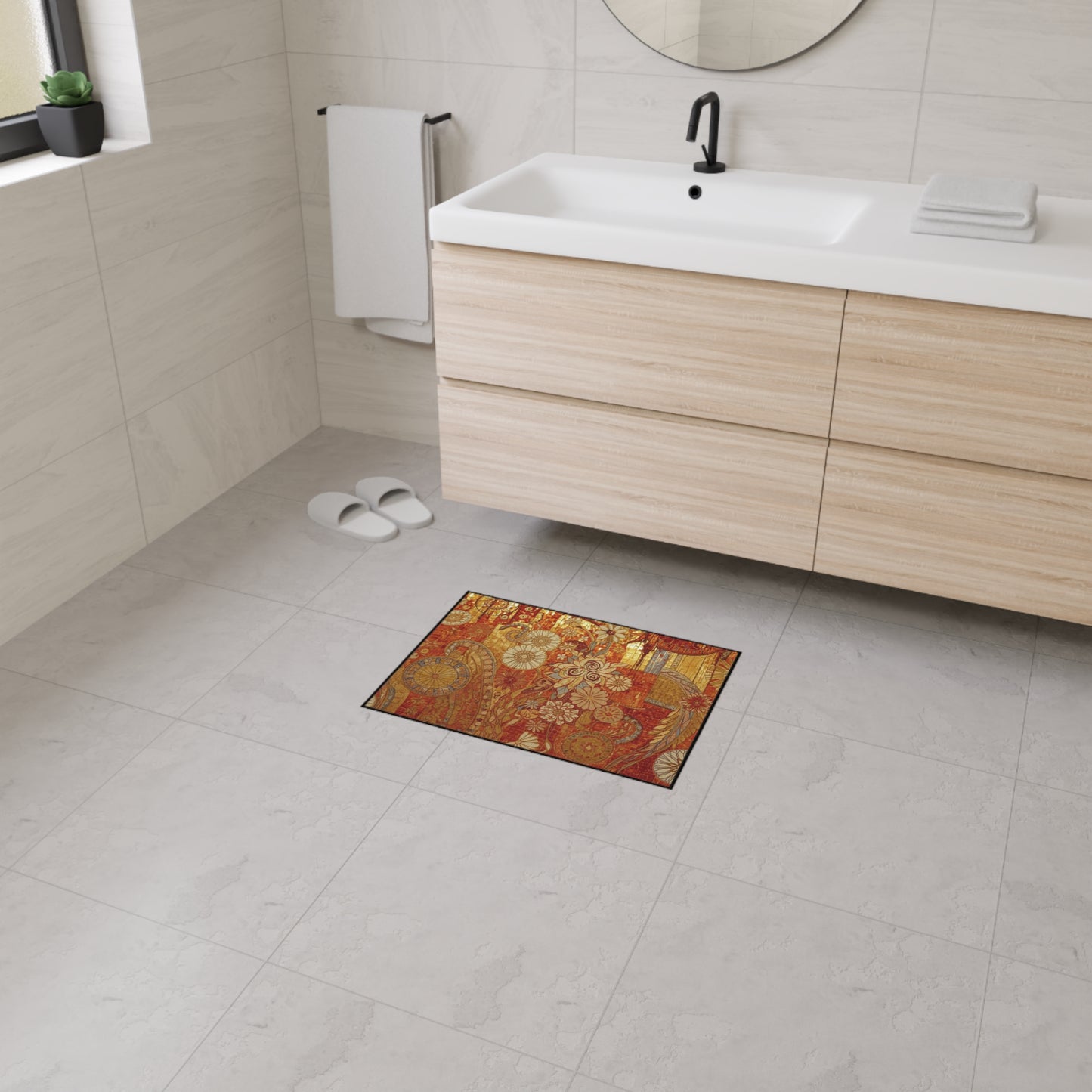 Stylish Heavy Duty Floor Mat with Floral Design - Durable Indoor/Outdoor Rug