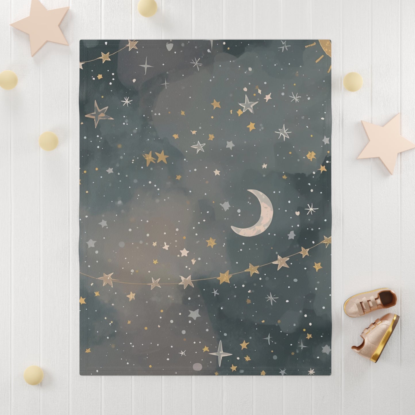Celestial Soft Fleece Baby Blanket Starry Sky Nursery Decor - Rosetta Creative Boutique