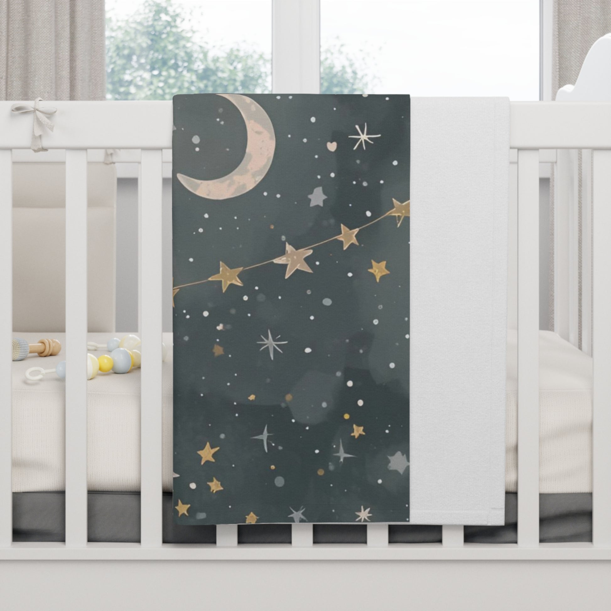 Celestial Soft Fleece Baby Blanket Starry Sky Nursery Decor - Rosetta Creative Boutique
