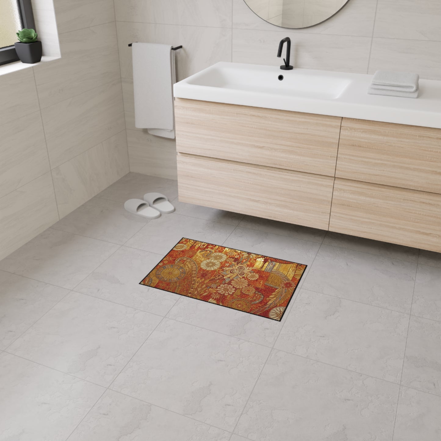 Stylish Heavy Duty Floor Mat with Floral Design - Durable Indoor/Outdoor Rug